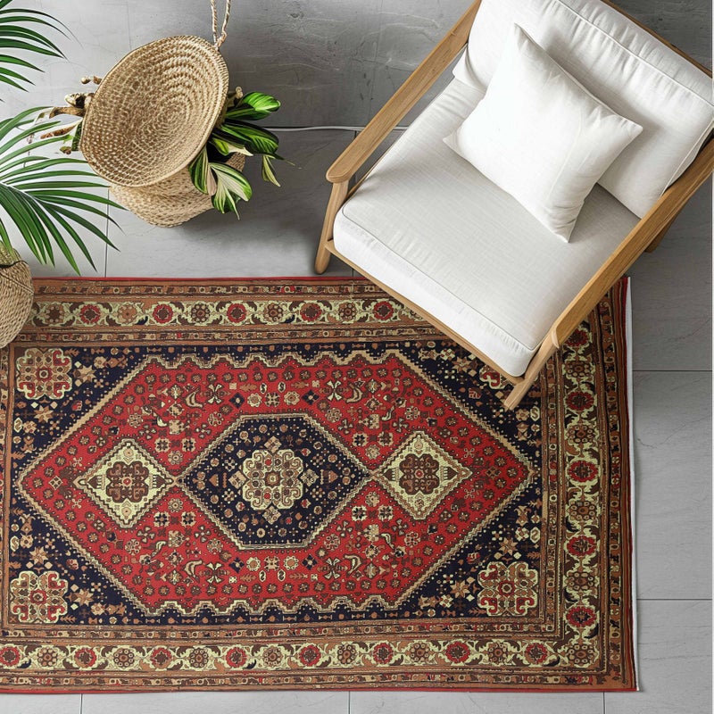 Alkaffary Bashayer Area Rug, Living Room & Majlis Rug, Luxury Heritage Arabic Design High-Quality Materials, 100x200 cm, Red - Image 2